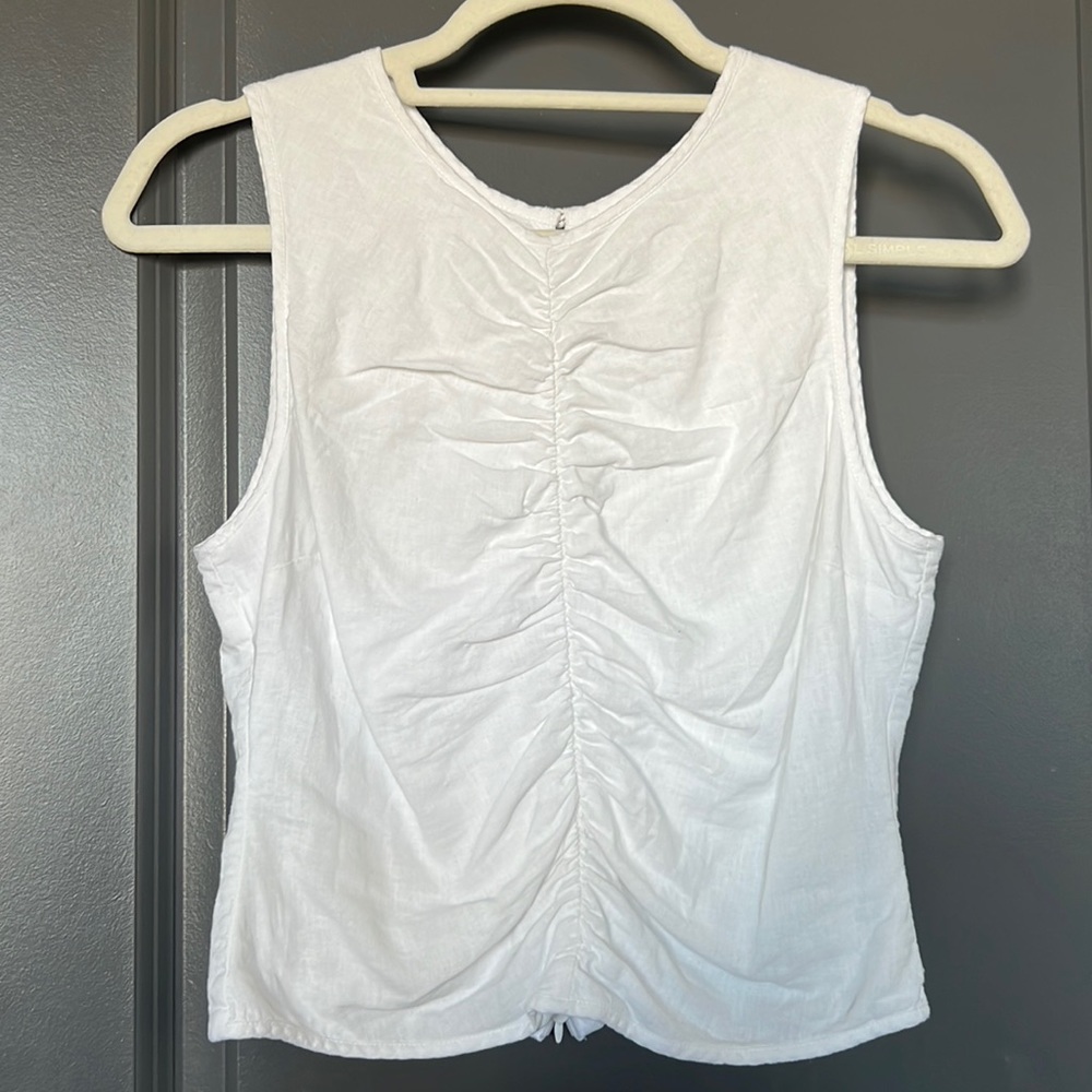 Abercrombie & Fitch White Ruched Front Tank